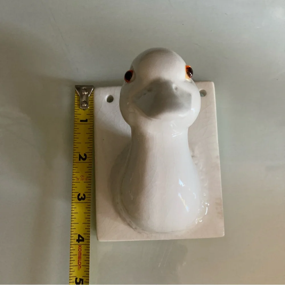 Vintage White Ceramic Bird Wall Hook Towel Holder